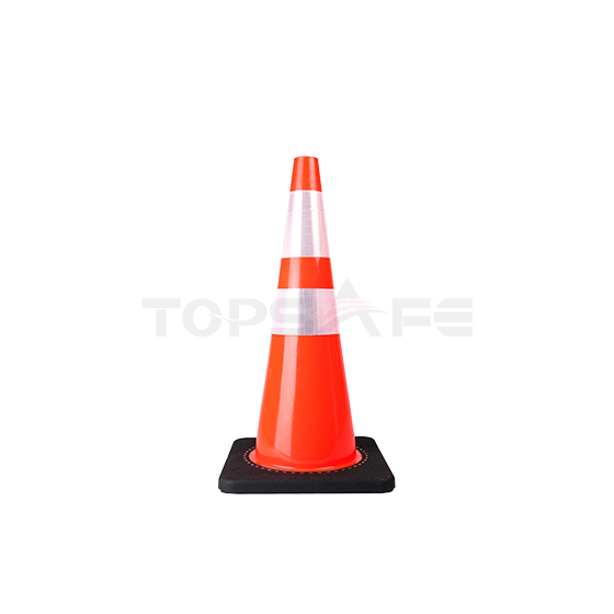 70cm Black Base Slim Body PVC Traffic Cones